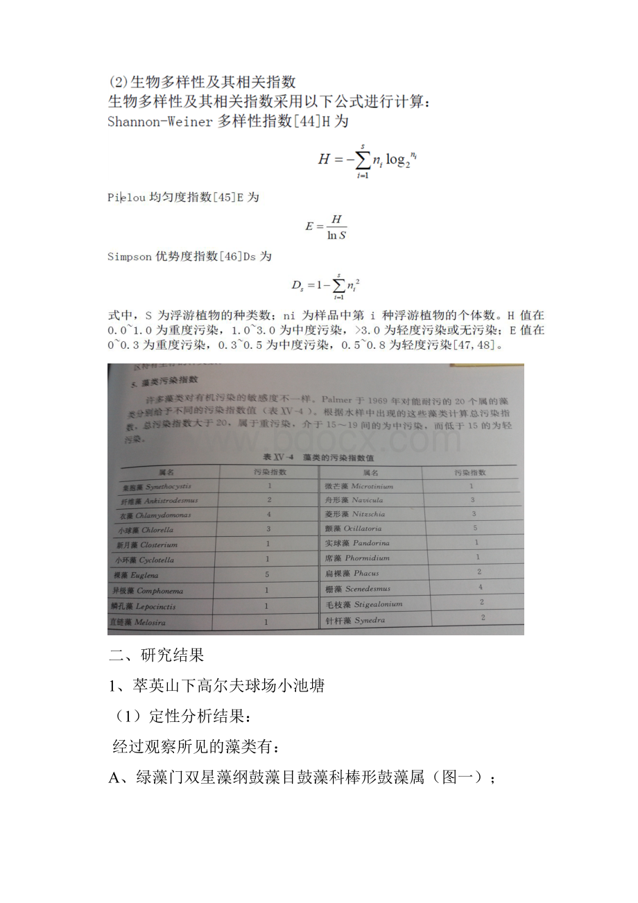 正稿淡水藻类植物的采集鉴定和水质分析实验报告.docx_第3页