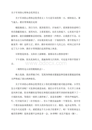 关于军训的心得体会优秀范文.docx