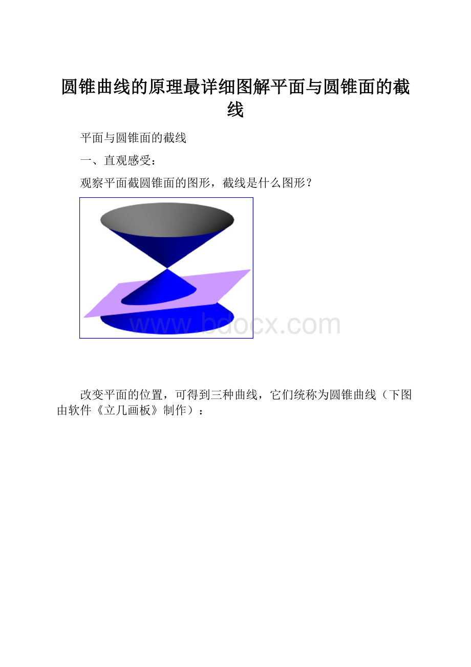 圆锥曲线的原理最详细图解平面与圆锥面的截线.docx_第1页