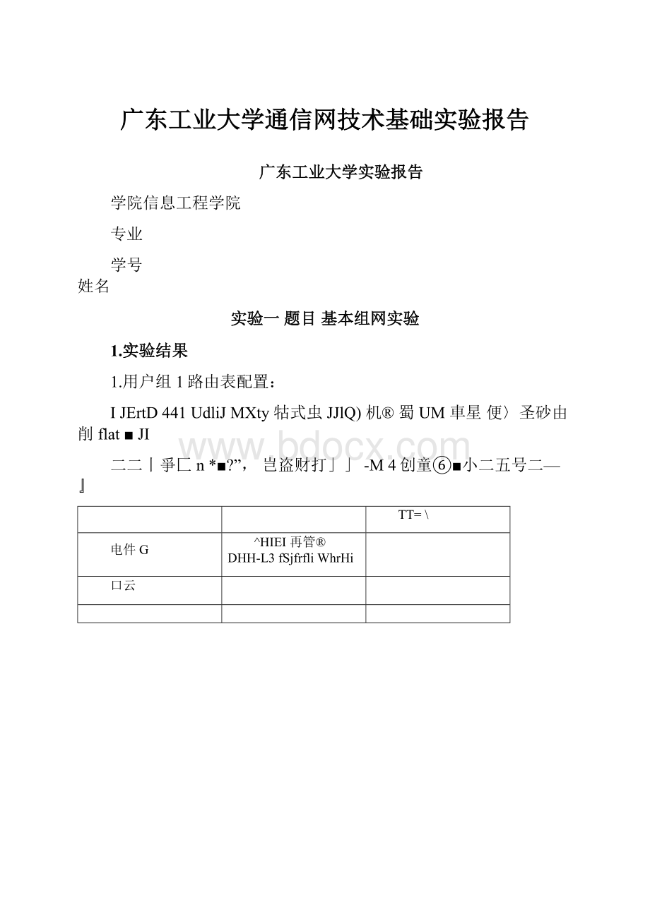 广东工业大学通信网技术基础实验报告.docx