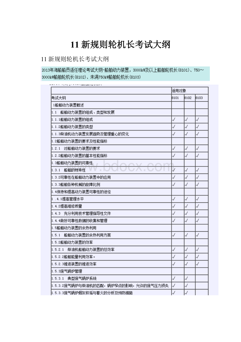 11新规则轮机长考试大纲.docx