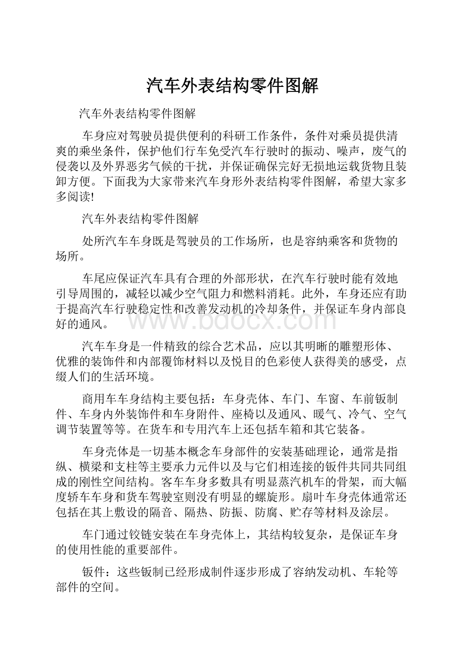 汽车外表结构零件图解.docx_第1页