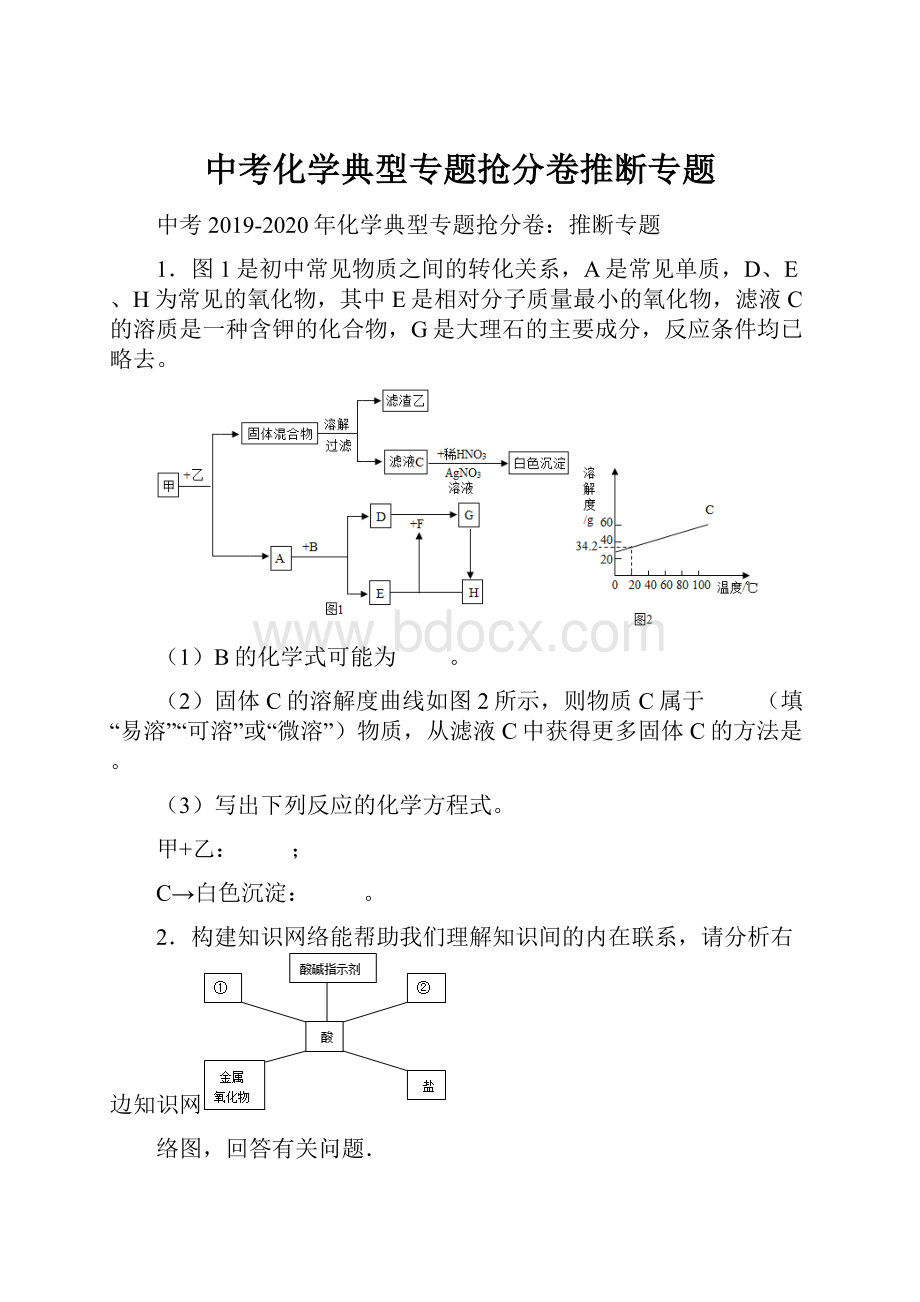 中考化学典型专题抢分卷推断专题.docx