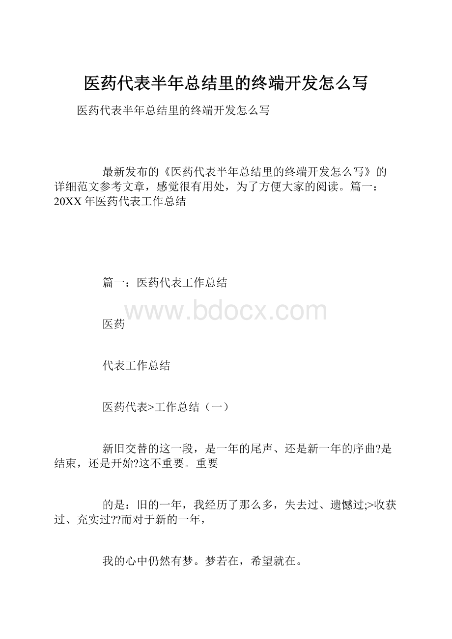 医药代表半年总结里的终端开发怎么写.docx_第1页