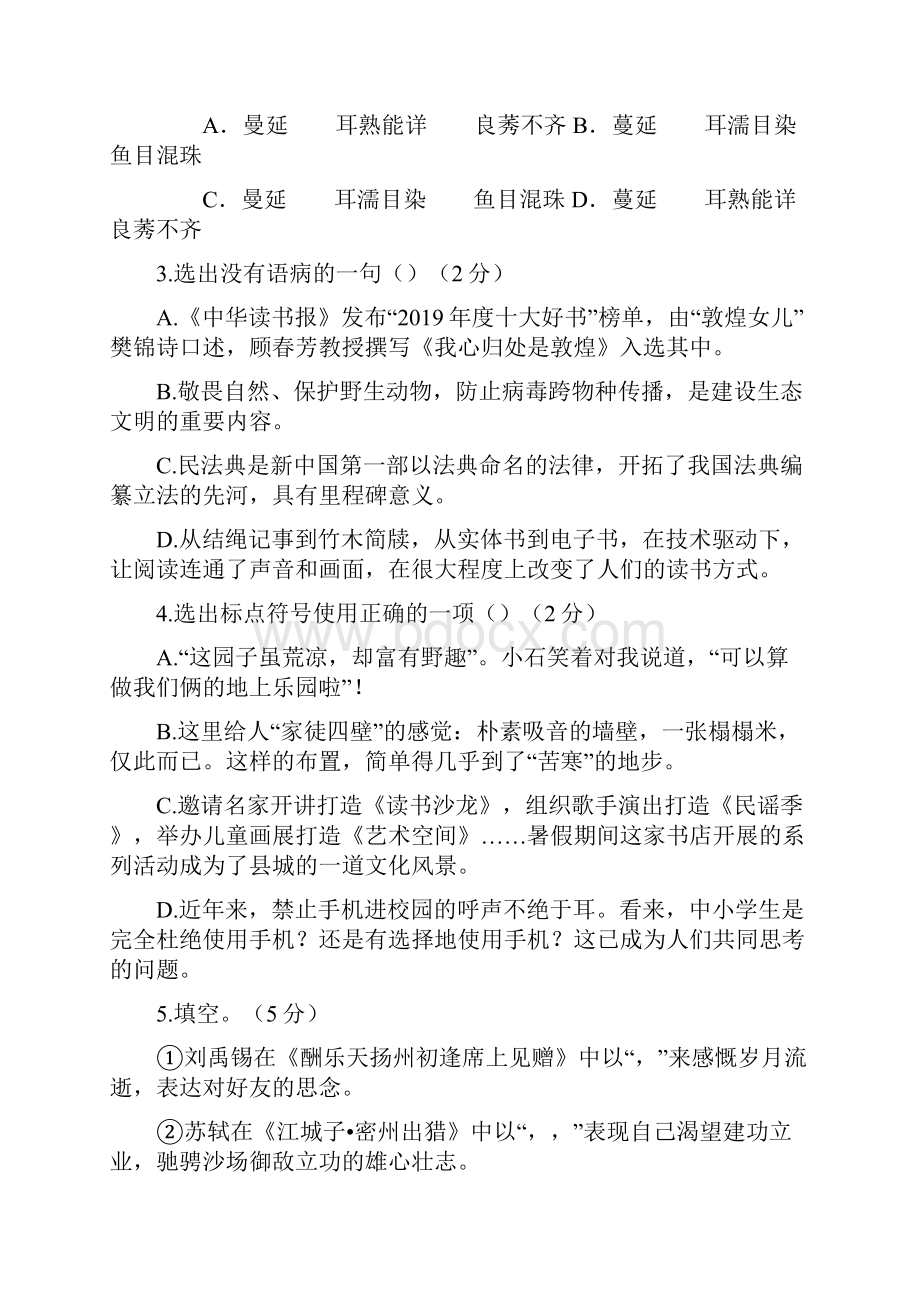 山东省东营市中考模拟语文试题.docx_第2页