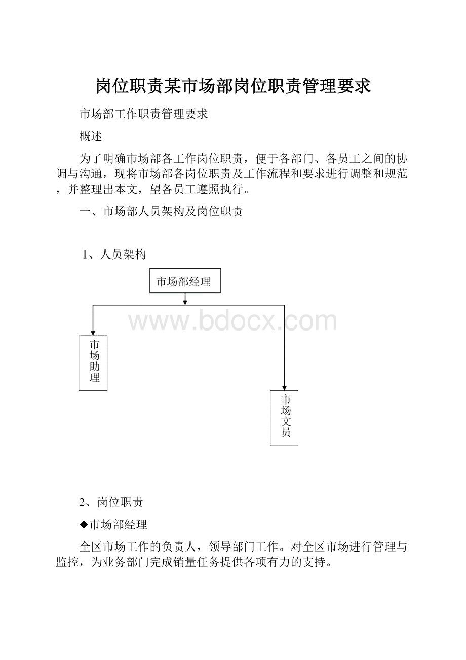 岗位职责某市场部岗位职责管理要求.docx