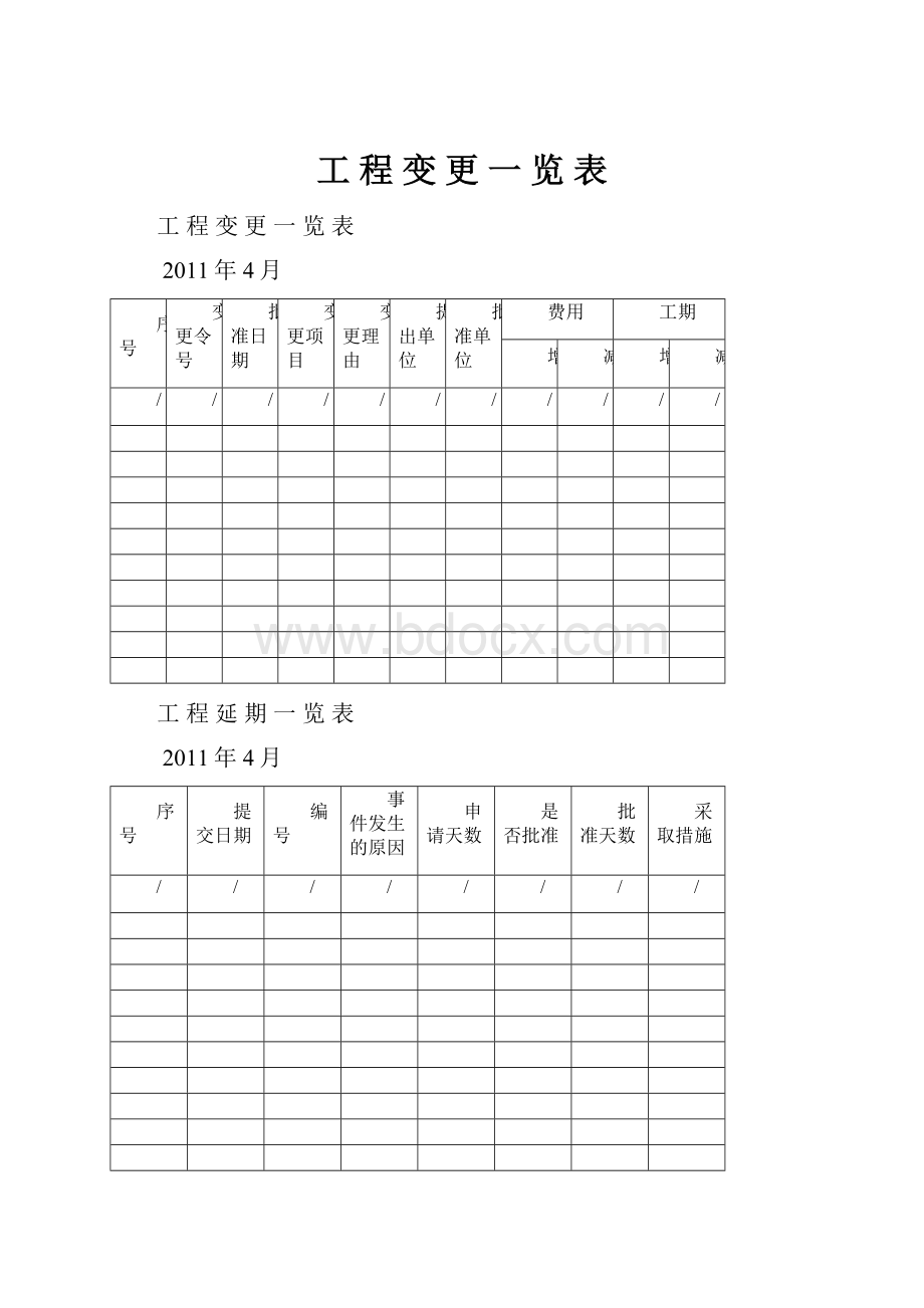 工 程 变 更 一 览 表.docx_第1页