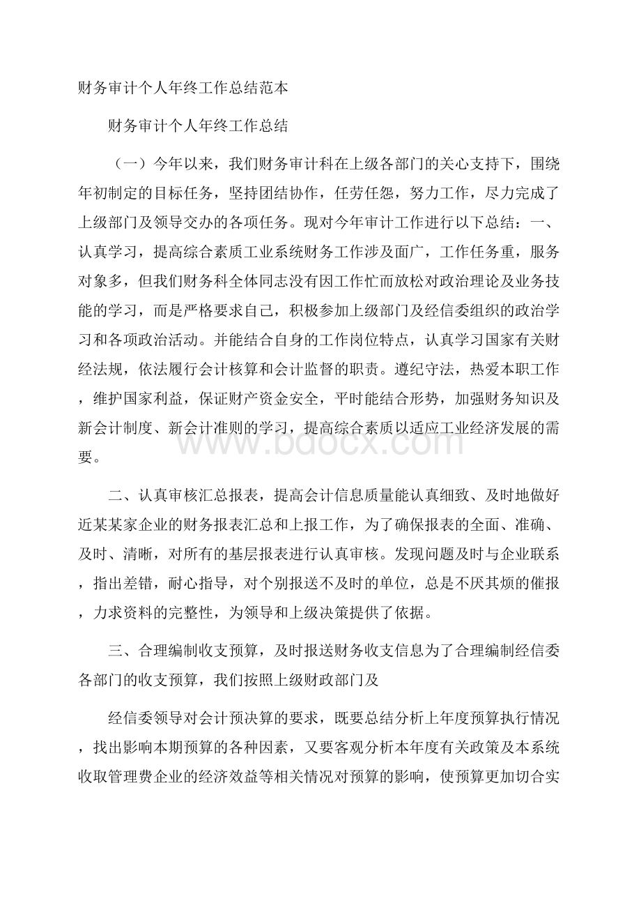 财务审计个人年终工作总结范本.docx_第1页