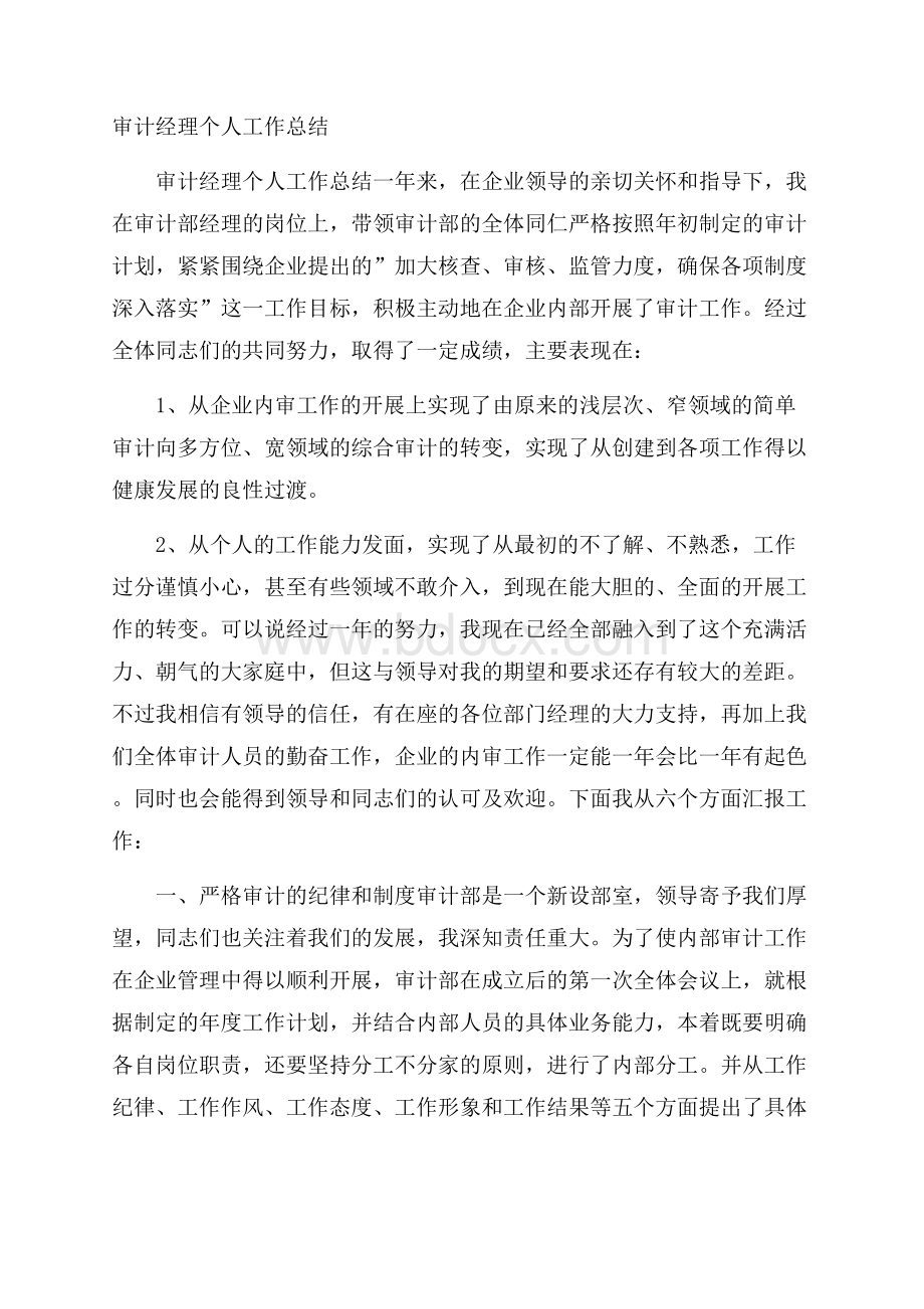 审计经理个人工作总结.docx