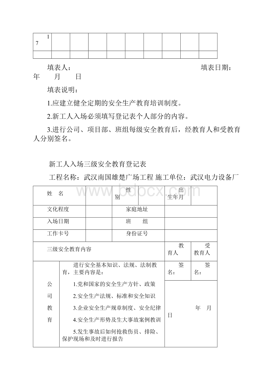 建筑三级安全教育表格大全.docx_第2页