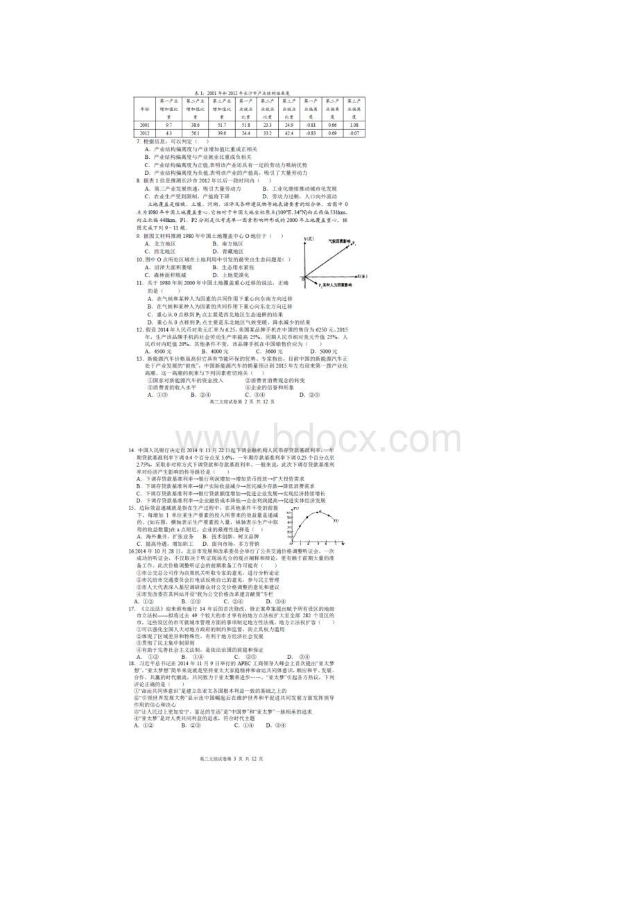 届江西省师大附中鹰潭一中高三下学期联考文科综.docx_第2页