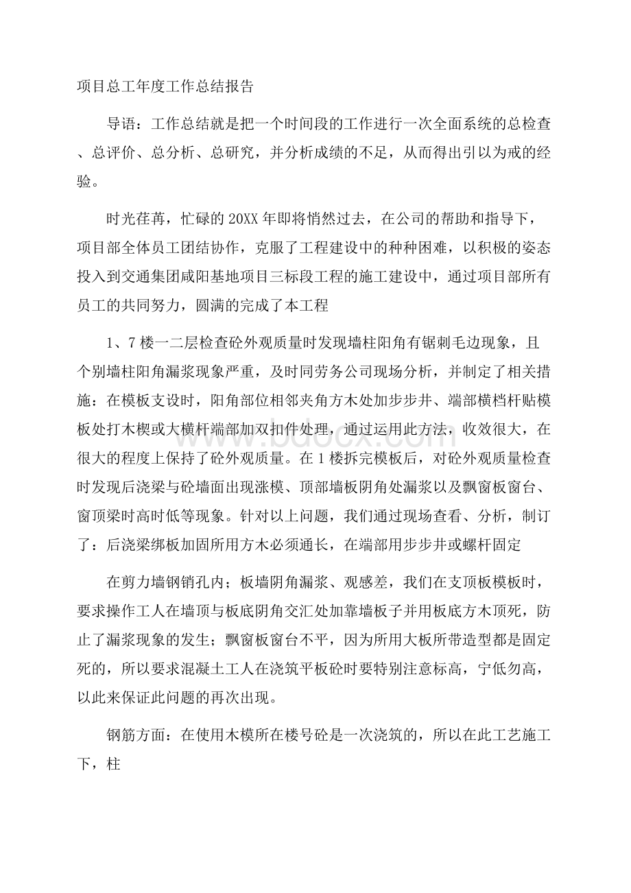 项目总工年度工作总结报告.docx