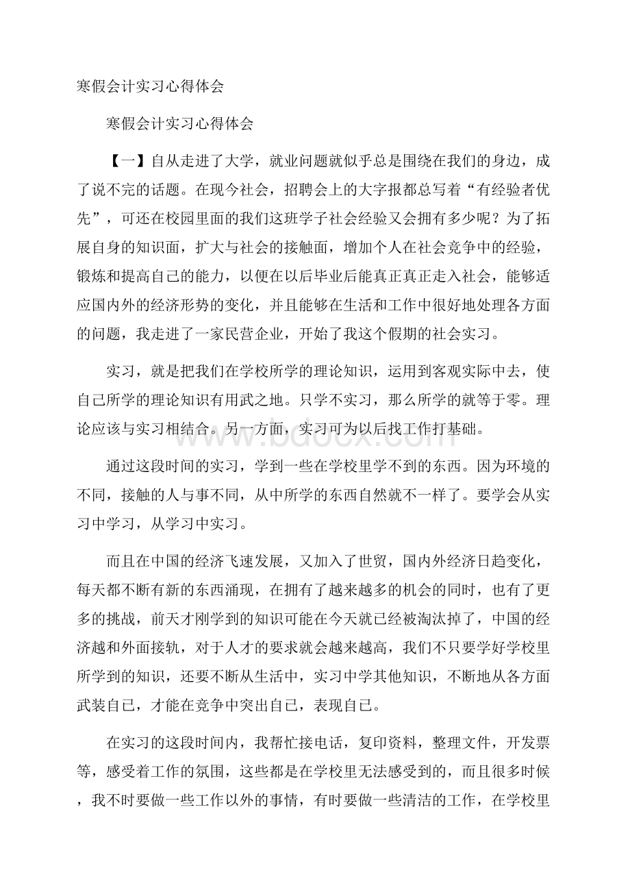 寒假会计实习心得体会.docx