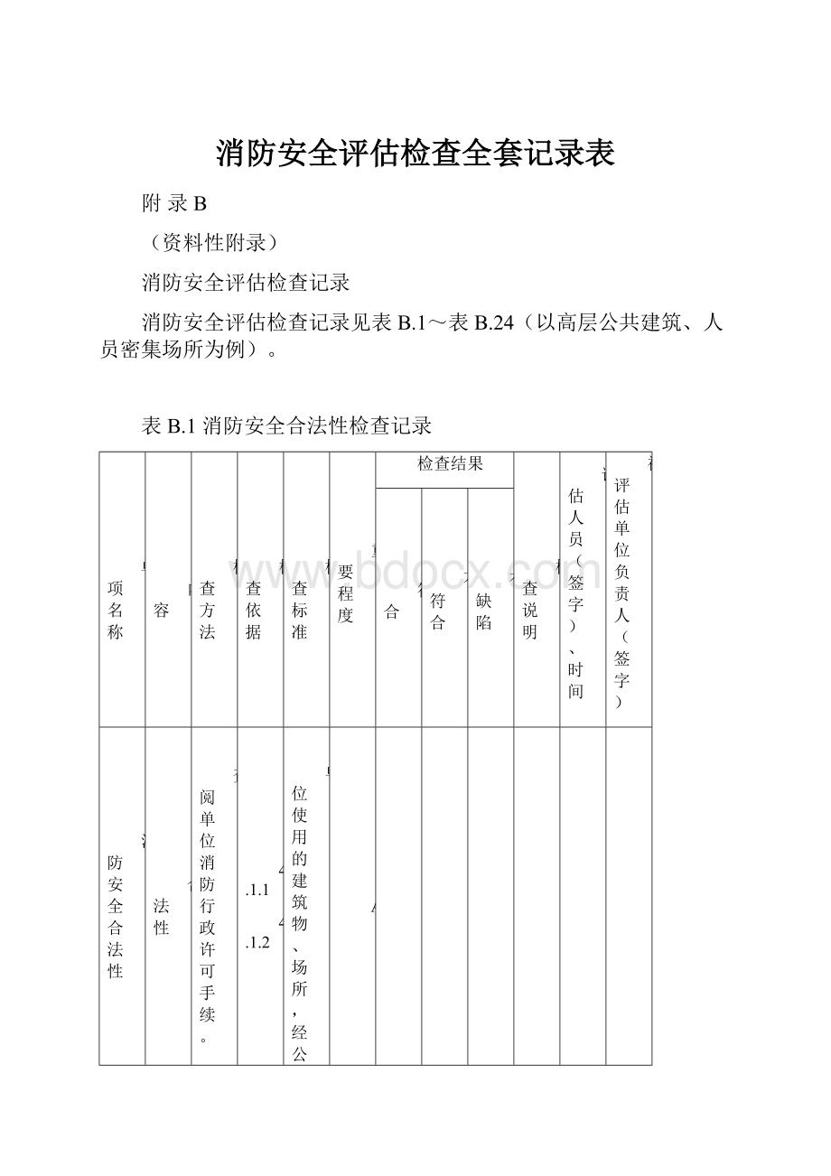 消防安全评估检查全套记录表.docx_第1页