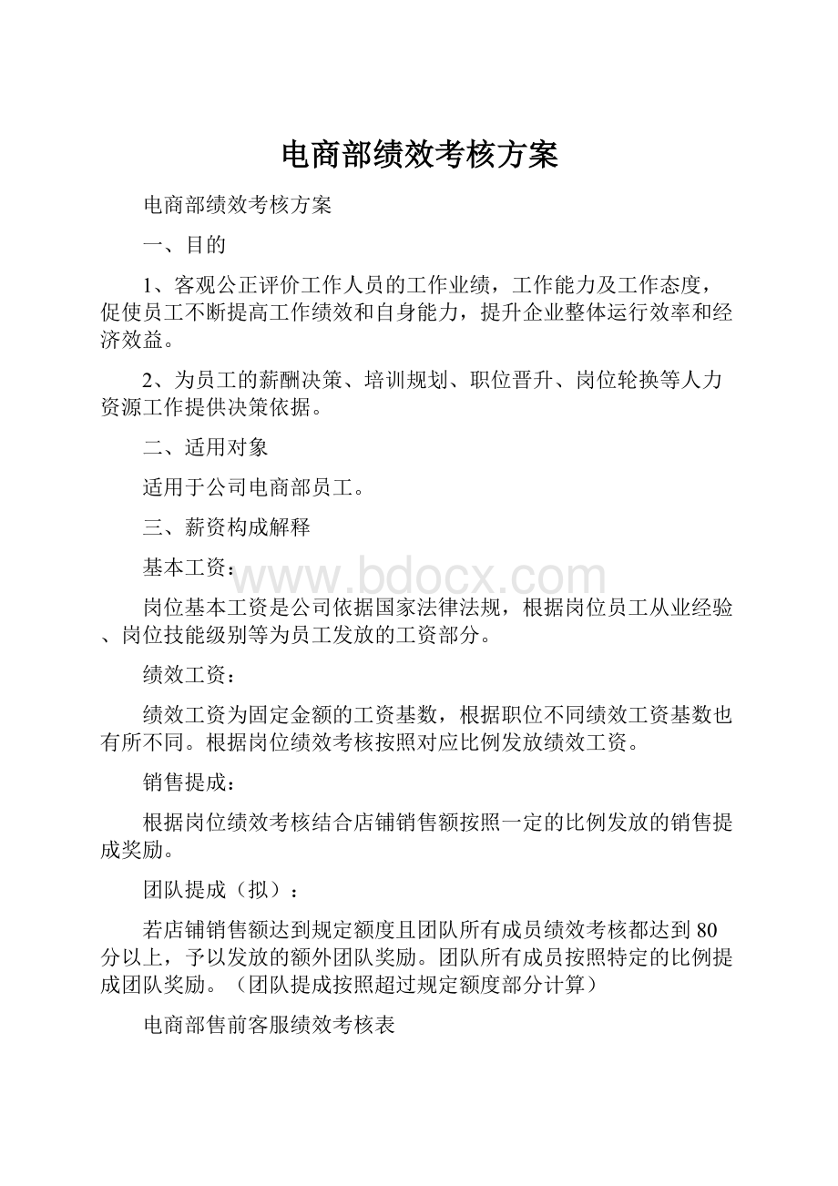 电商部绩效考核方案.docx_第1页