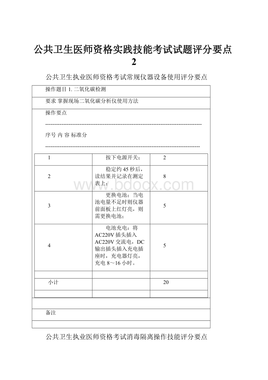 公共卫生医师资格实践技能考试试题评分要点2.docx_第1页