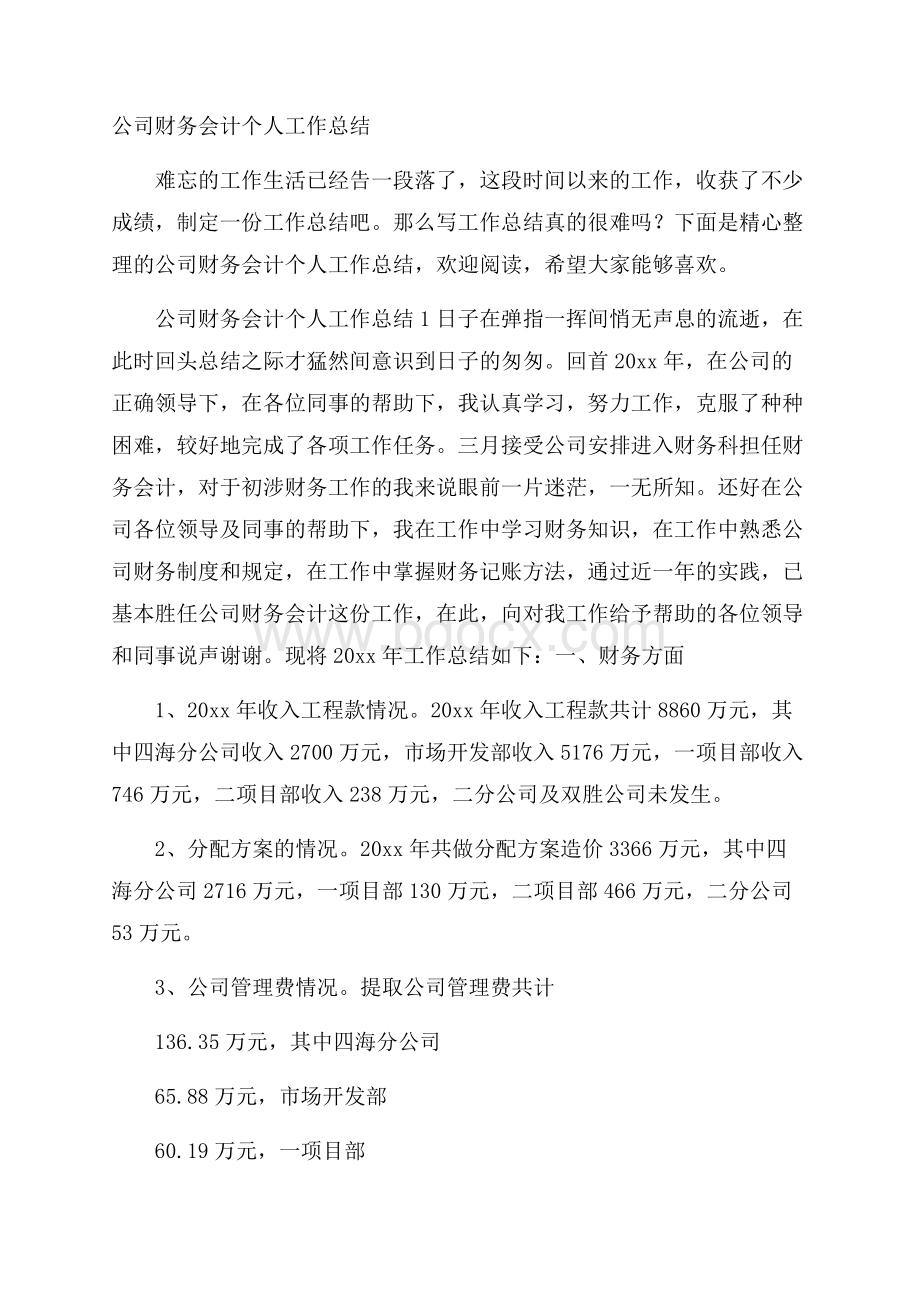 公司财务会计个人工作总结.docx_第1页