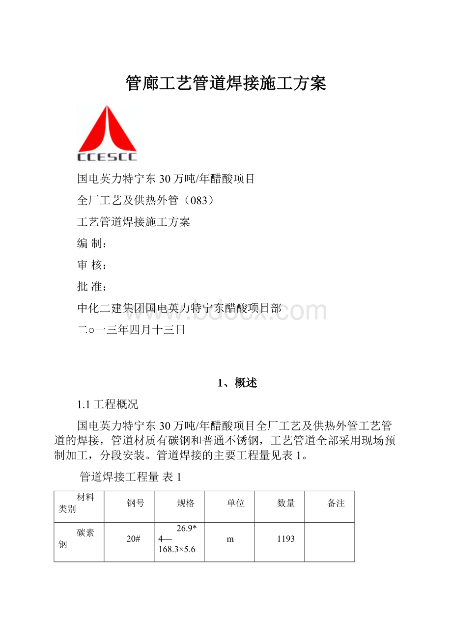 管廊工艺管道焊接施工方案.docx