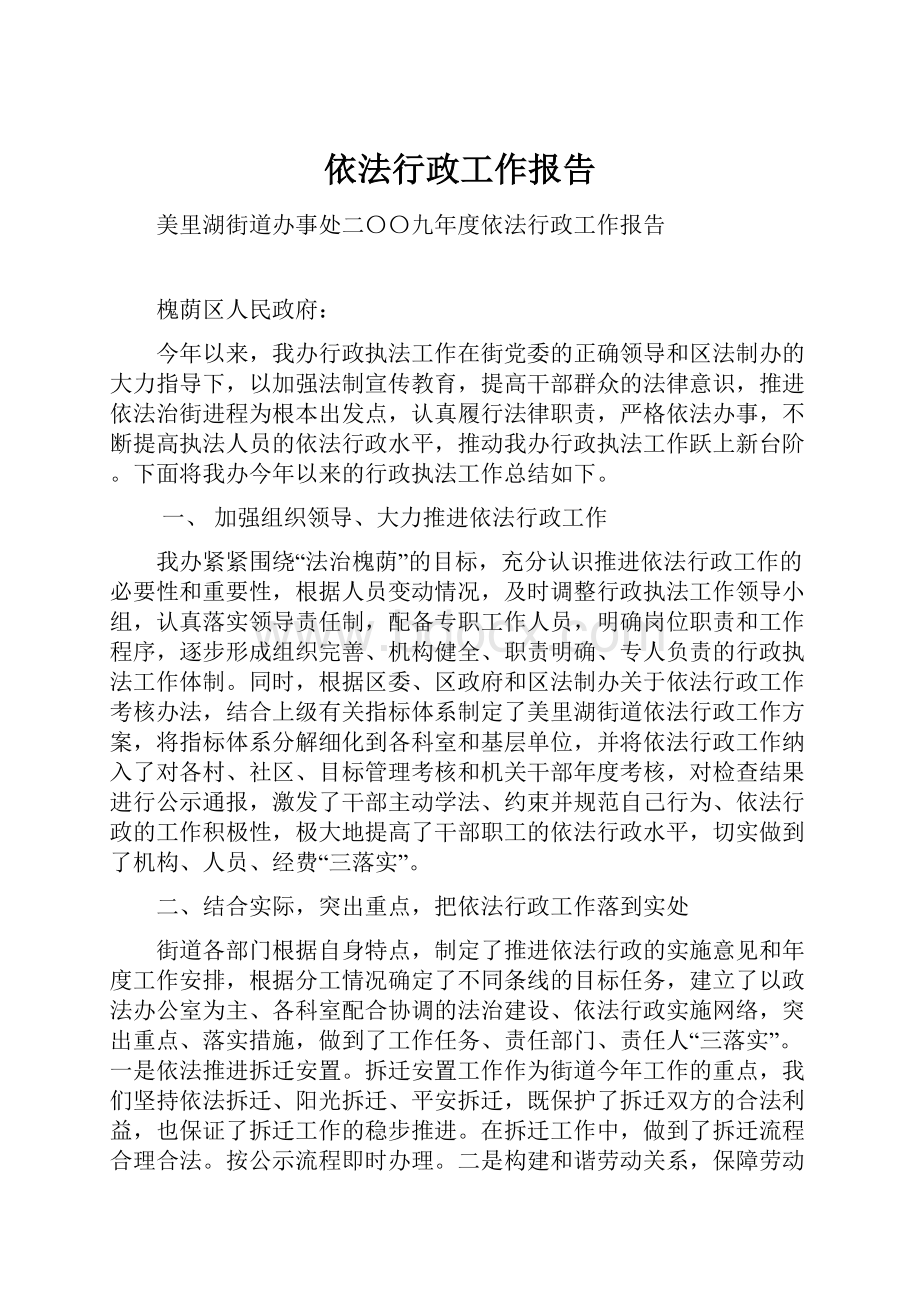 依法行政工作报告.docx_第1页