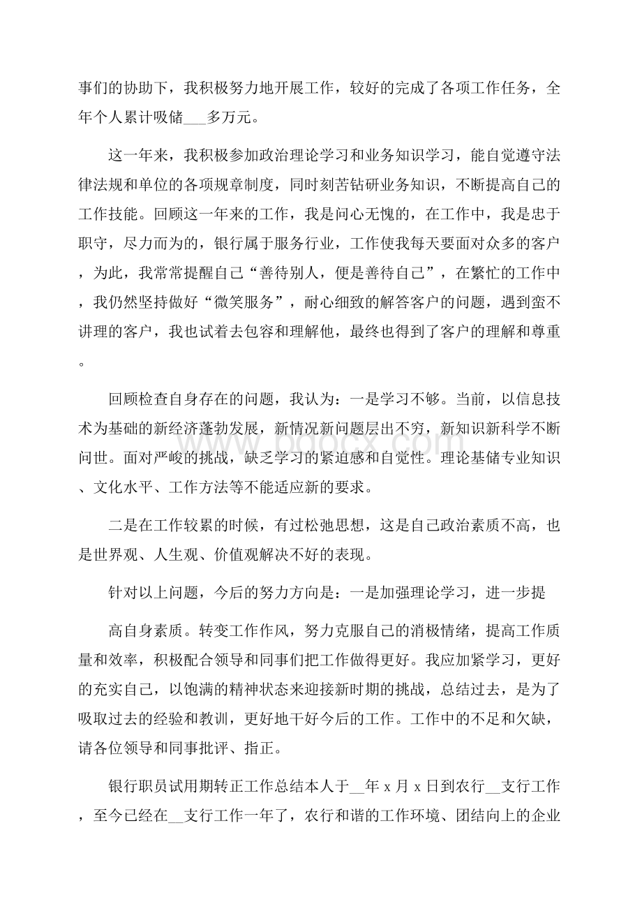 银行职员试用期转正工作总结.docx_第2页