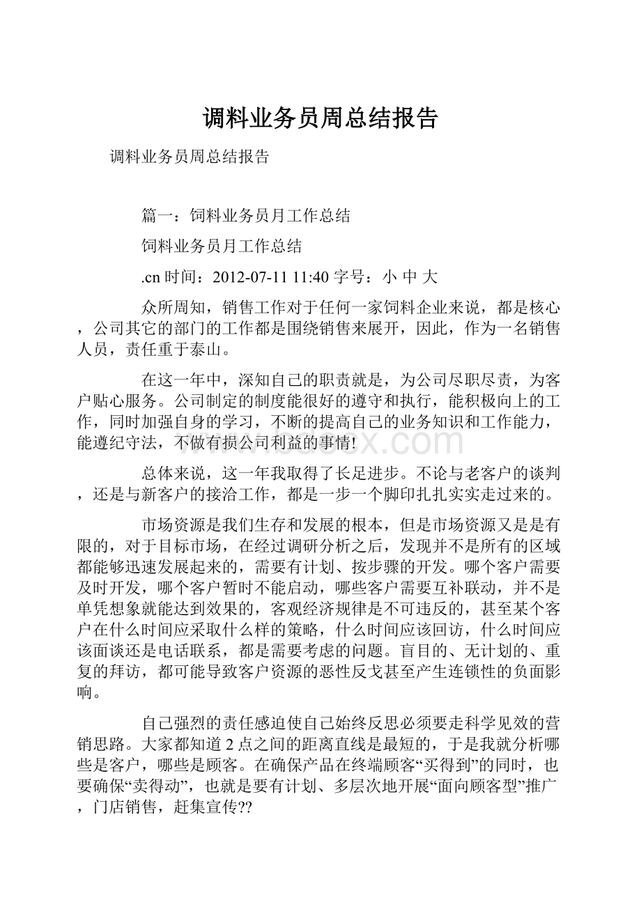 调料业务员周总结报告.docx_第1页