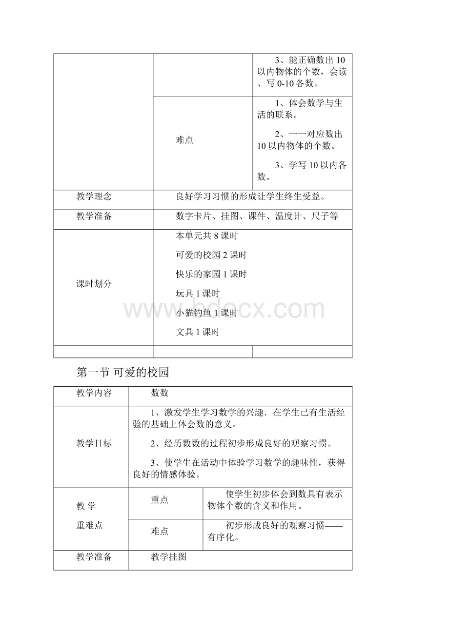 北师大版数学一上第一单元《生活中的数》word教案.docx_第2页