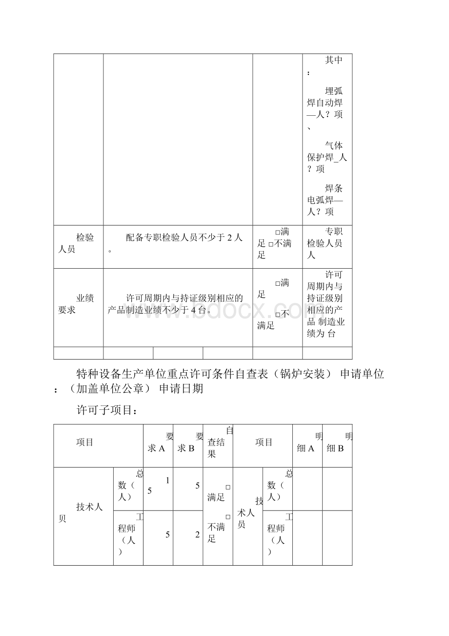 特种设备生产单位重点许可条件自查表.docx_第2页