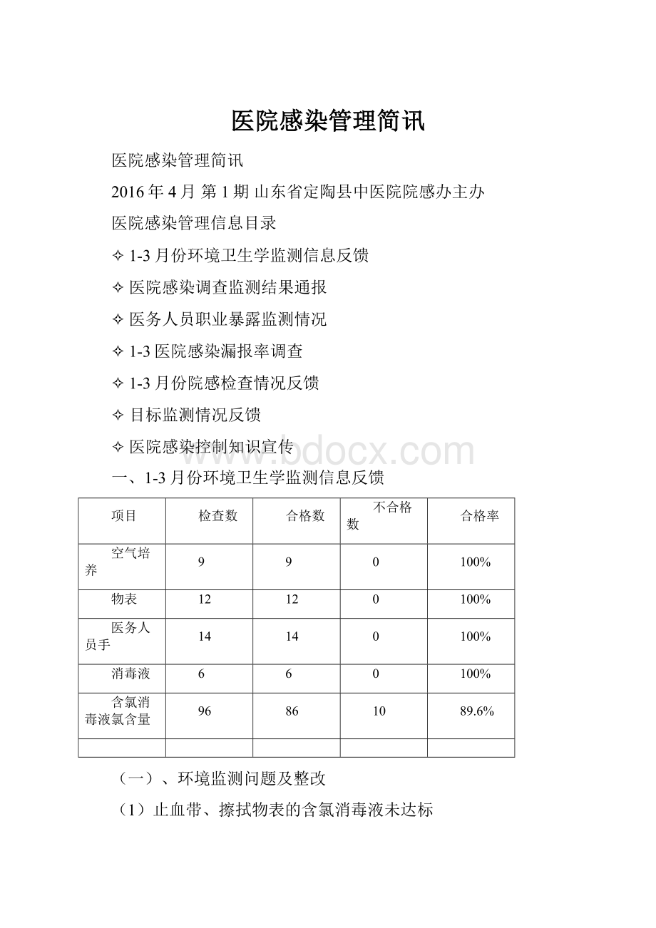 医院感染管理简讯.docx_第1页