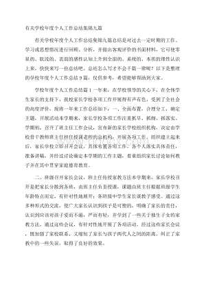 有关学校年度个人工作总结集锦九篇.docx