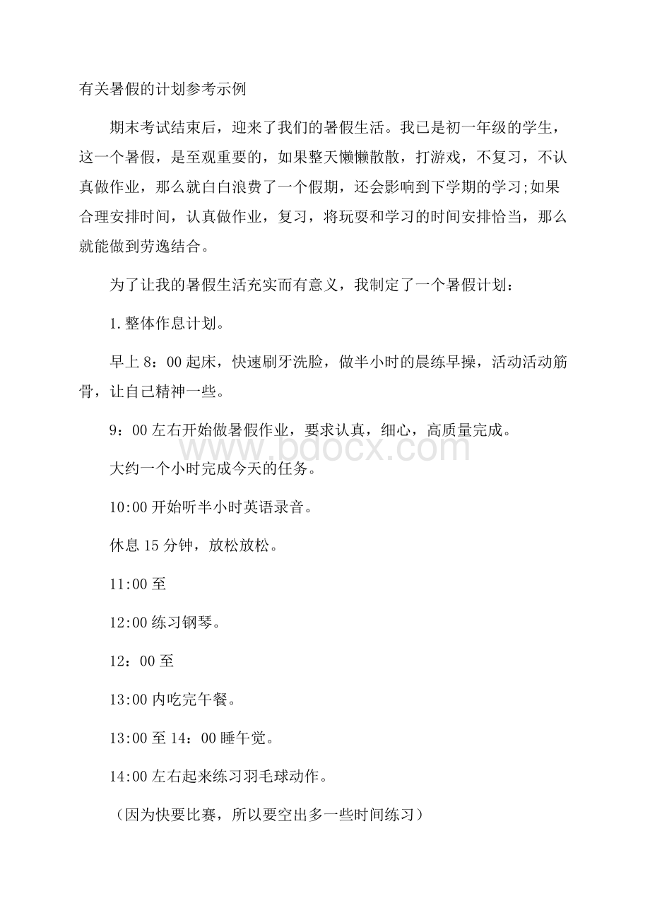 有关暑假的计划参考示例.docx_第1页