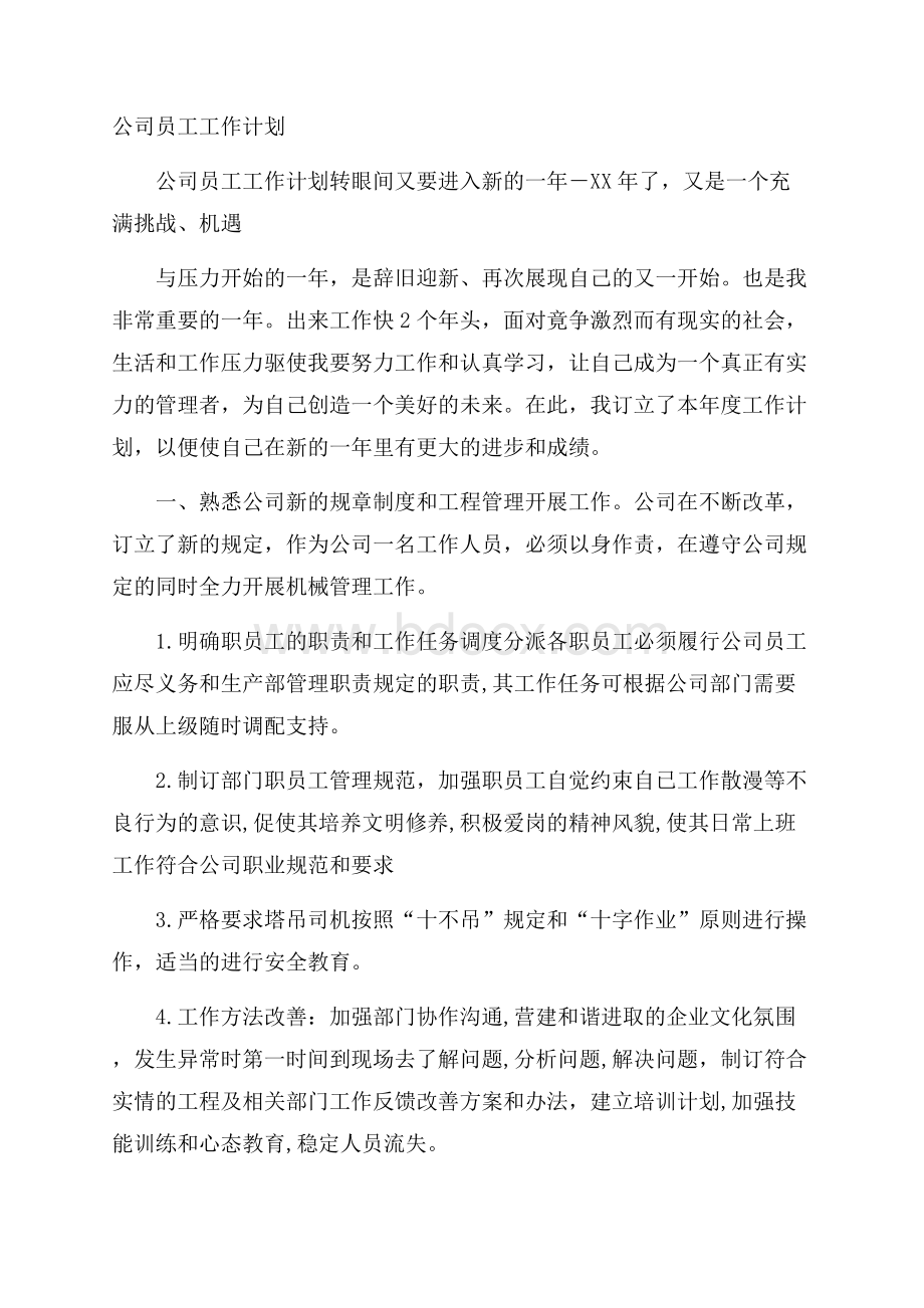 公司员工工作计划.docx