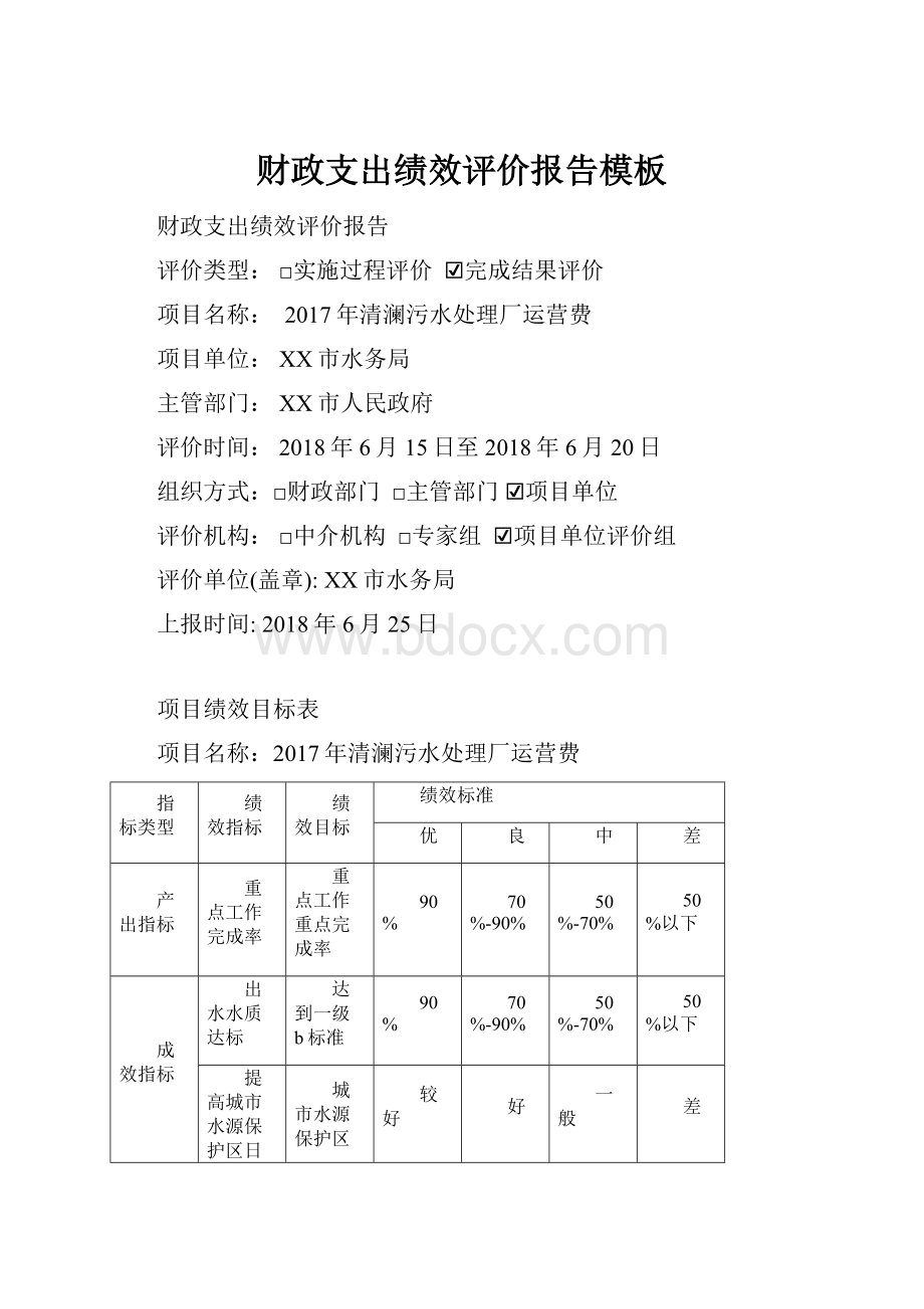 财政支出绩效评价报告模板.docx_第1页