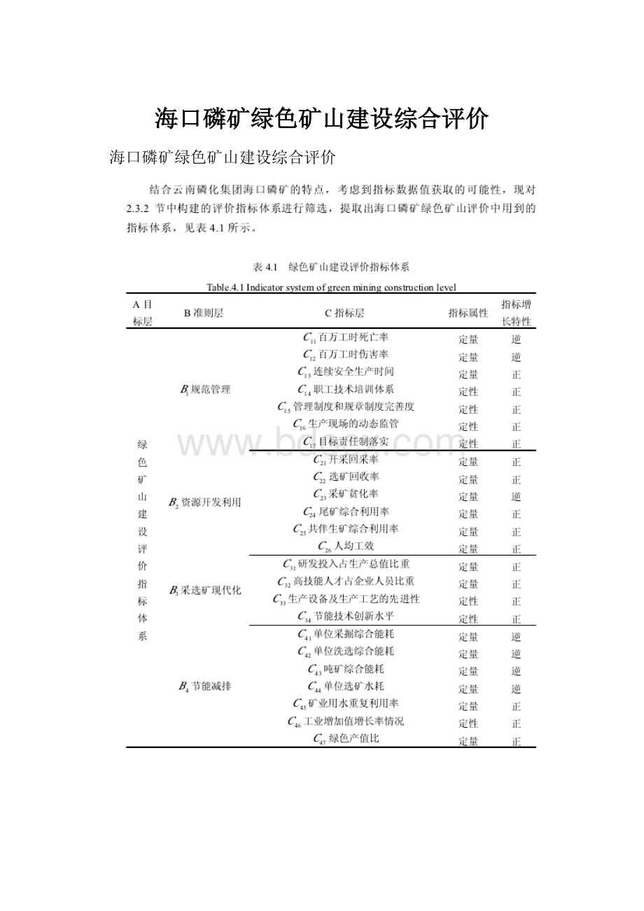 海口磷矿绿色矿山建设综合评价.docx