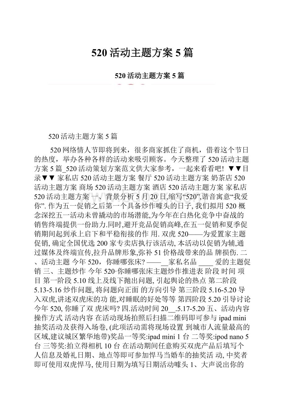 520活动主题方案5篇.docx