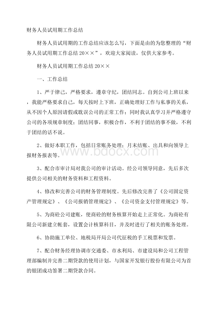 财务人员试用期工作总结.docx