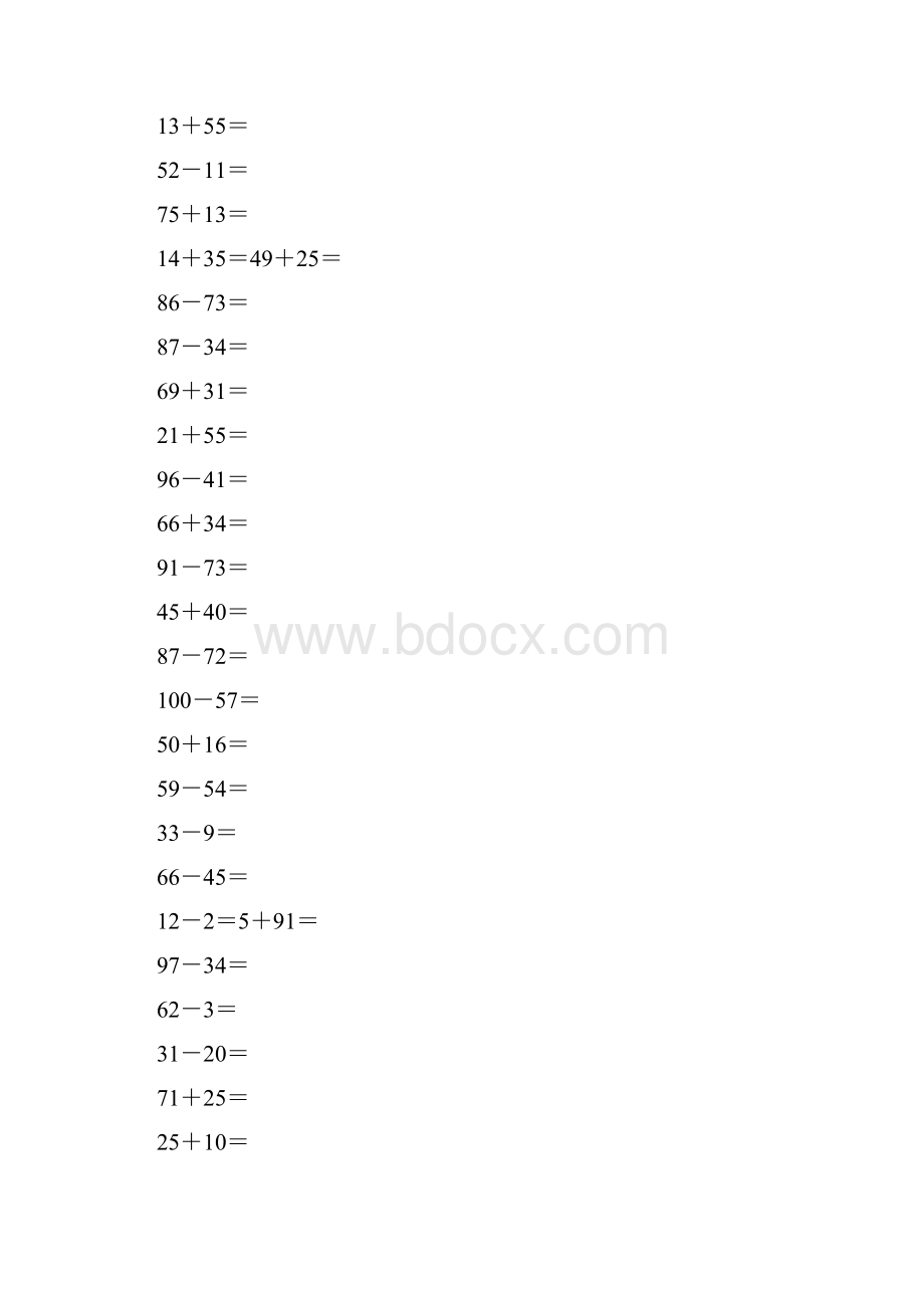 100以内混合加减法A4纸可直接打印.docx_第3页