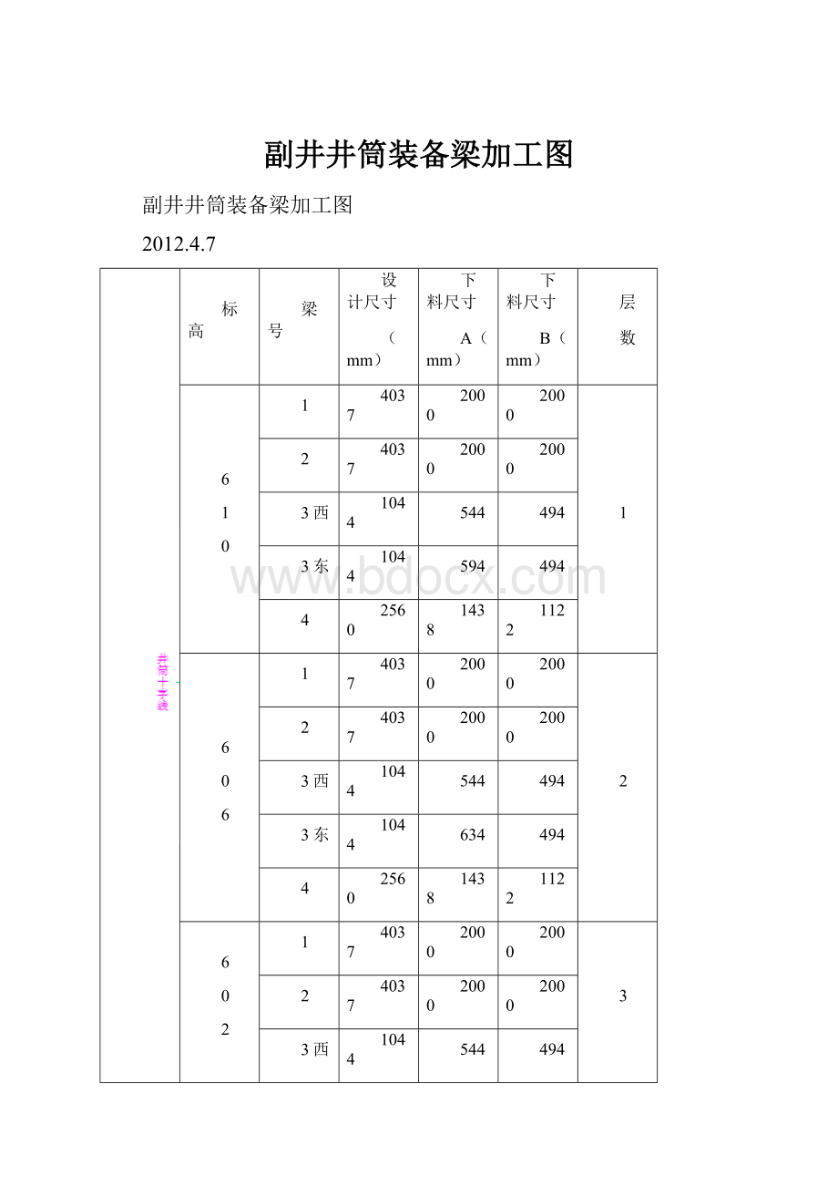 副井井筒装备梁加工图.docx