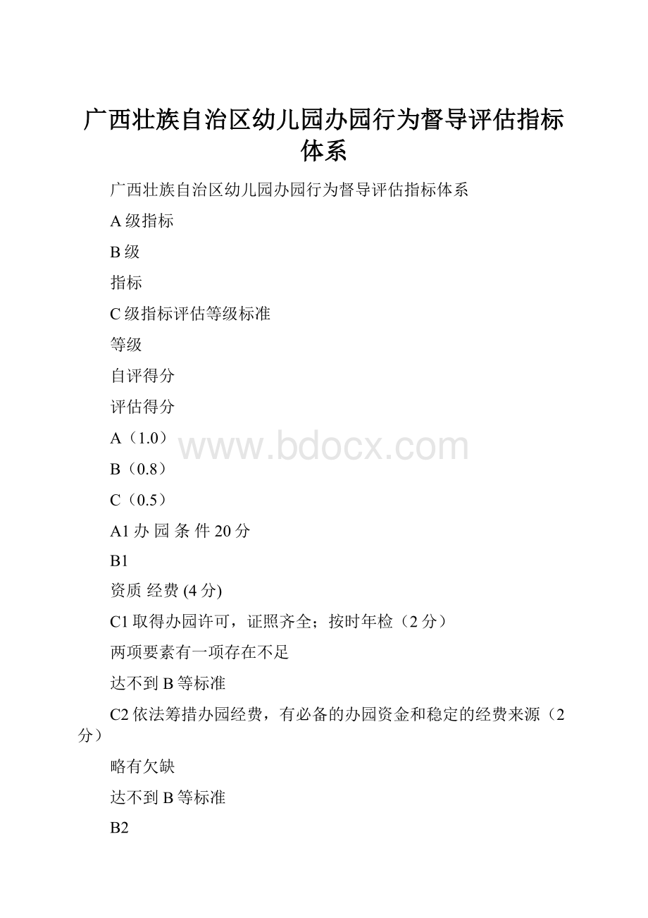 广西壮族自治区幼儿园办园行为督导评估指标体系.docx_第1页