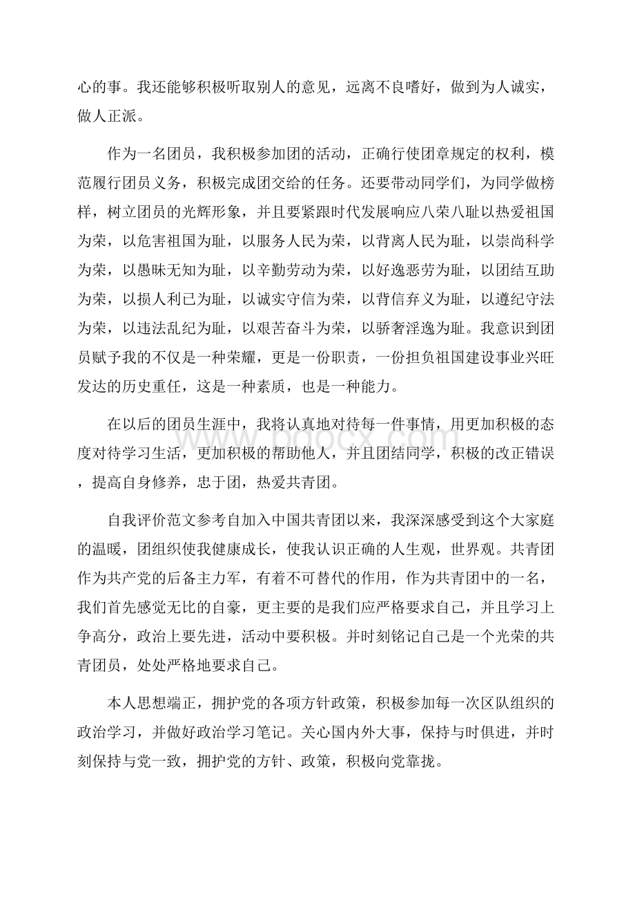 高中生团员的自我评价优秀范文.docx_第2页