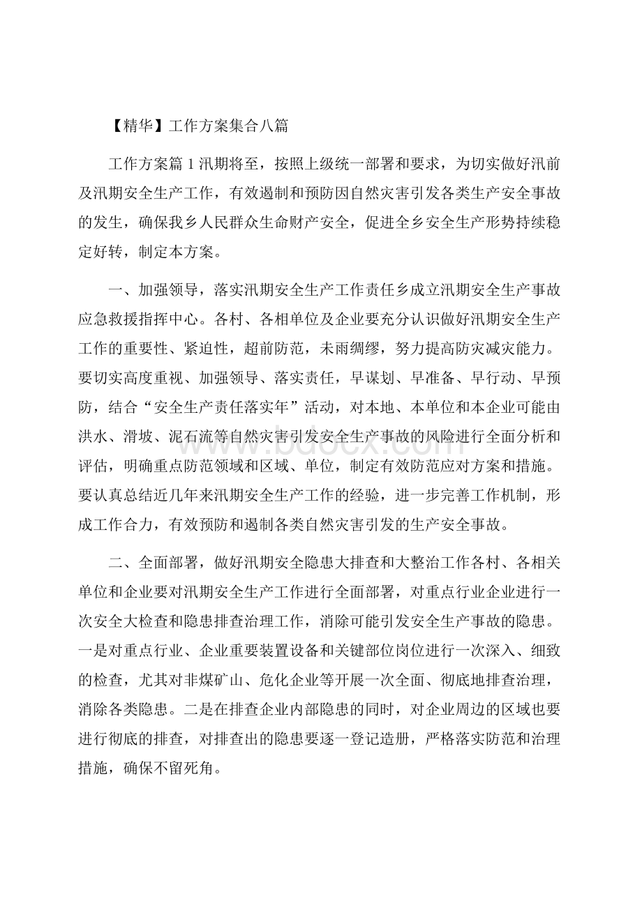 精华工作方案集合八篇.docx