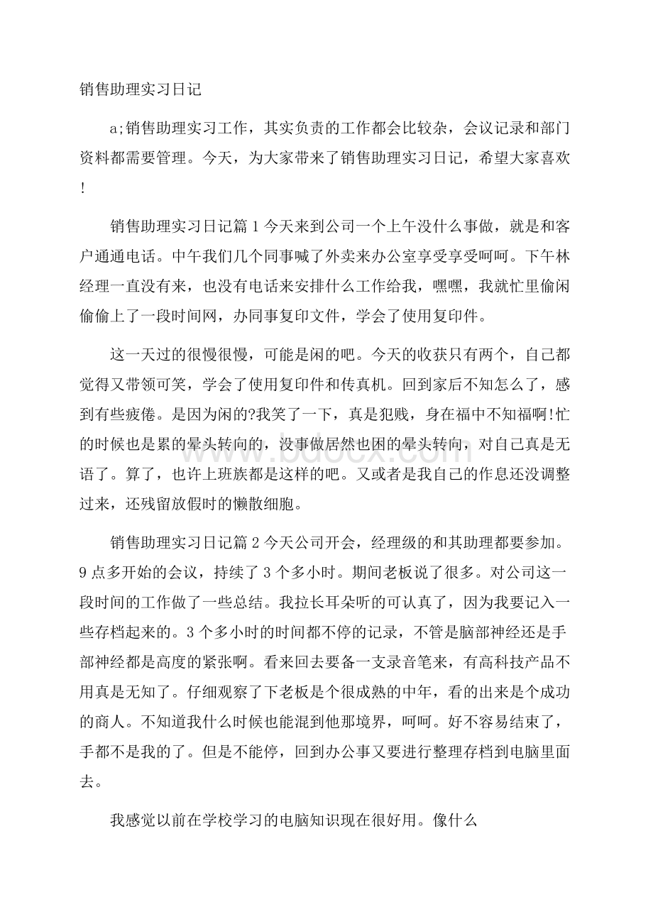 销售助理实习日记.docx