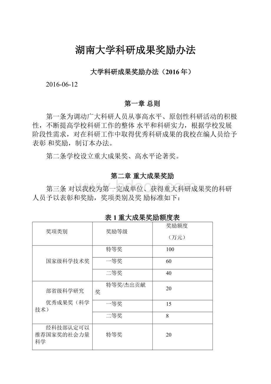 湖南大学科研成果奖励办法.docx_第1页