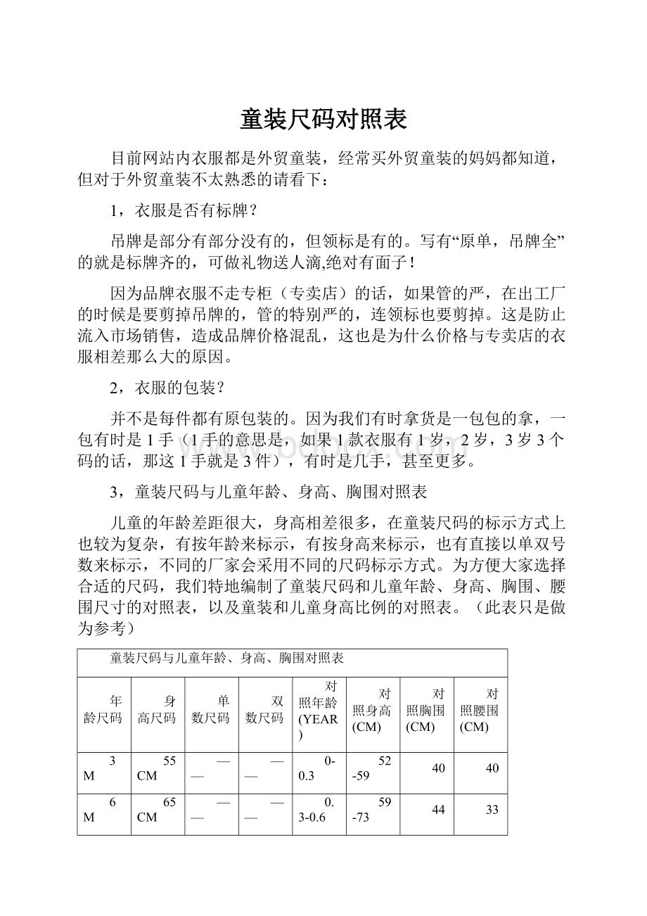 童装尺码对照表.docx_第1页