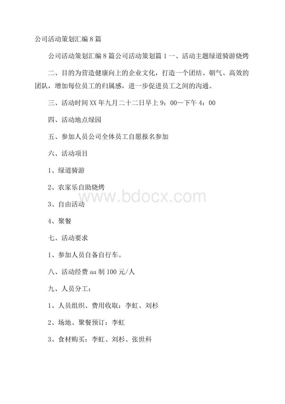 公司活动策划汇编8篇.docx