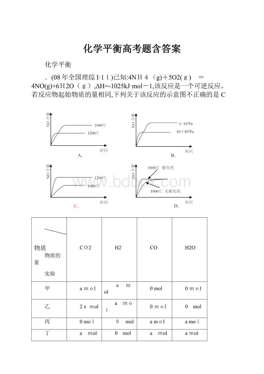 化学平衡高考题含答案.docx_第1页