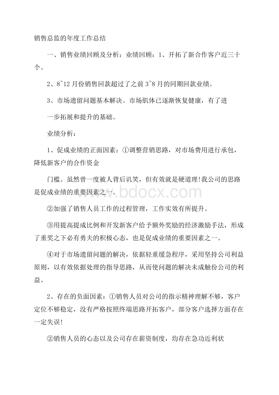 销售总监的年度工作总结.docx_第1页