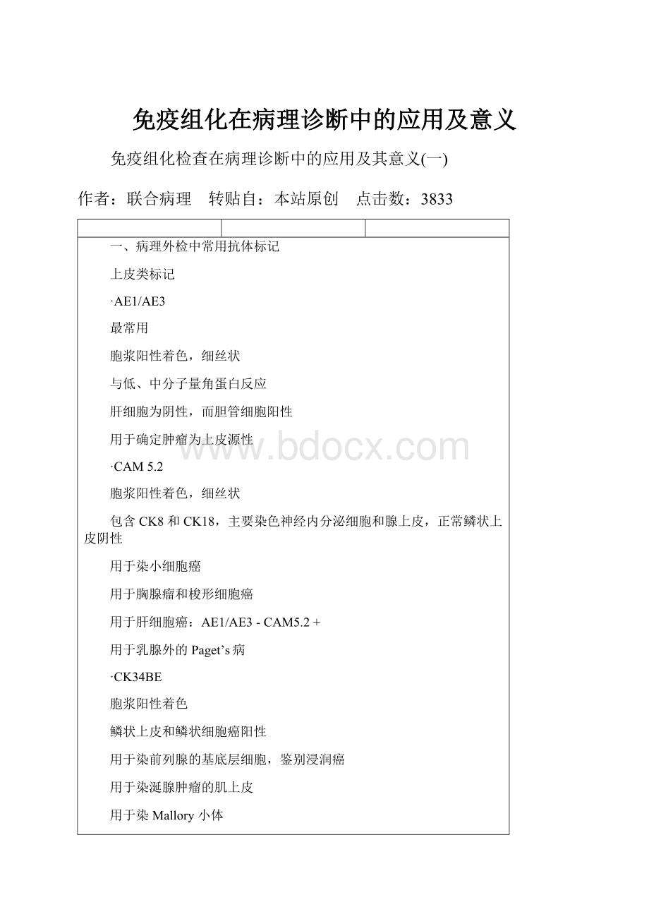 免疫组化在病理诊断中的应用及意义.docx_第1页