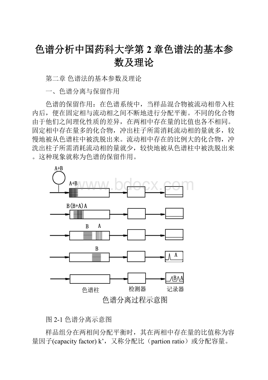 色谱分析中国药科大学第2章色谱法的基本参数及理论.docx_第1页