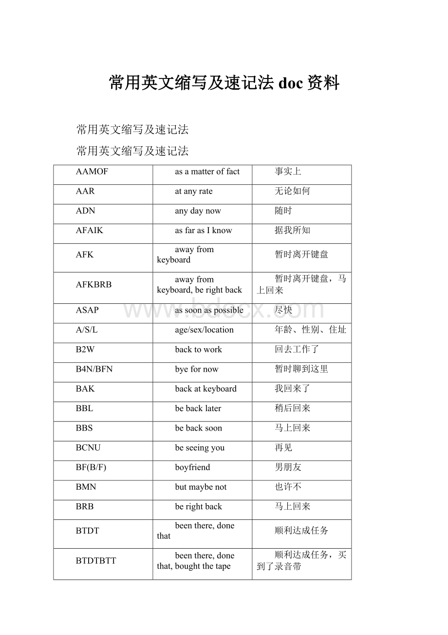 常用英文缩写及速记法doc资料.docx_第1页