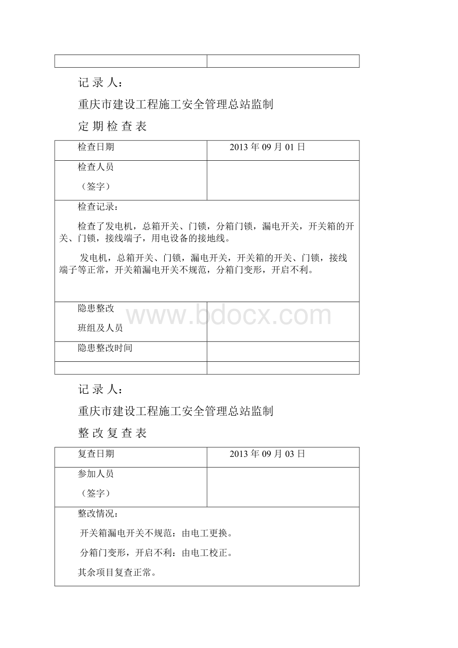 施工现场临时用电定期检查表及整改复查表.docx_第2页